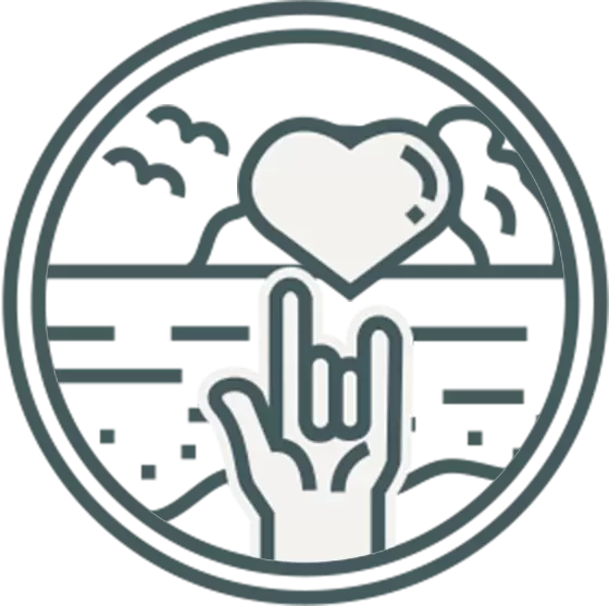 Icon of a hand making sign with a heart over it