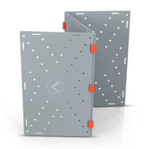Photo of 3 connected Access Trax ultra portable grey mats accordion folded.